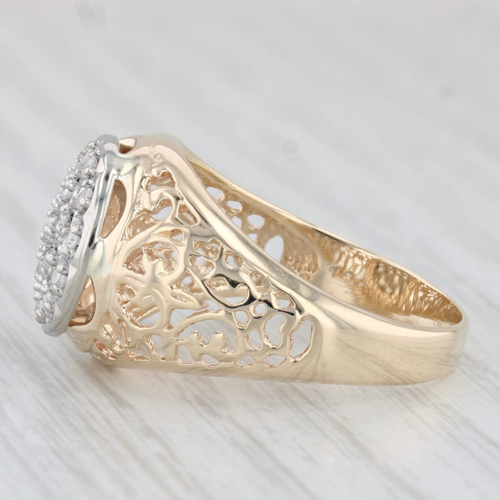 Light Gray 0.18ctw Diamond Cluster Men's Ring 10k Yellow Gold Size 10
