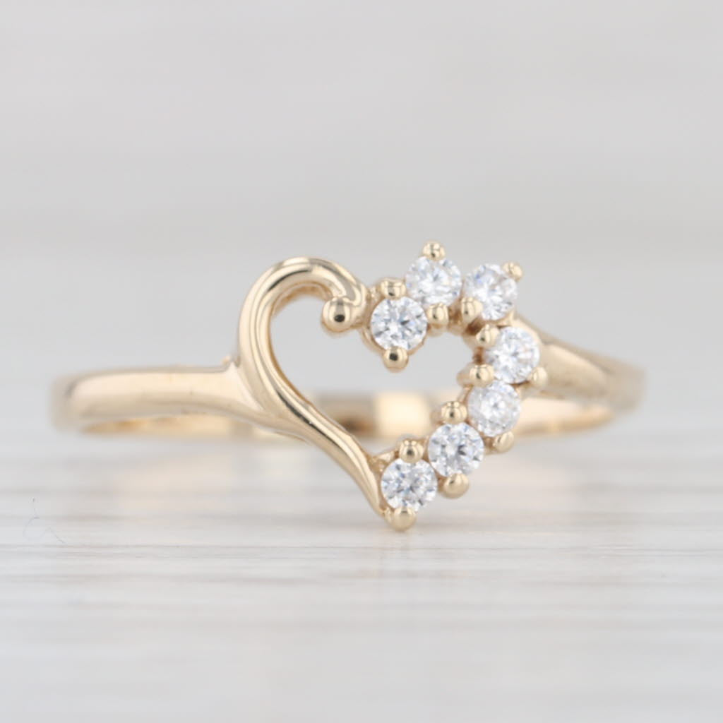 Cubic Zirconia Open Heart Ring 10k Yellow Gold Size 6.75