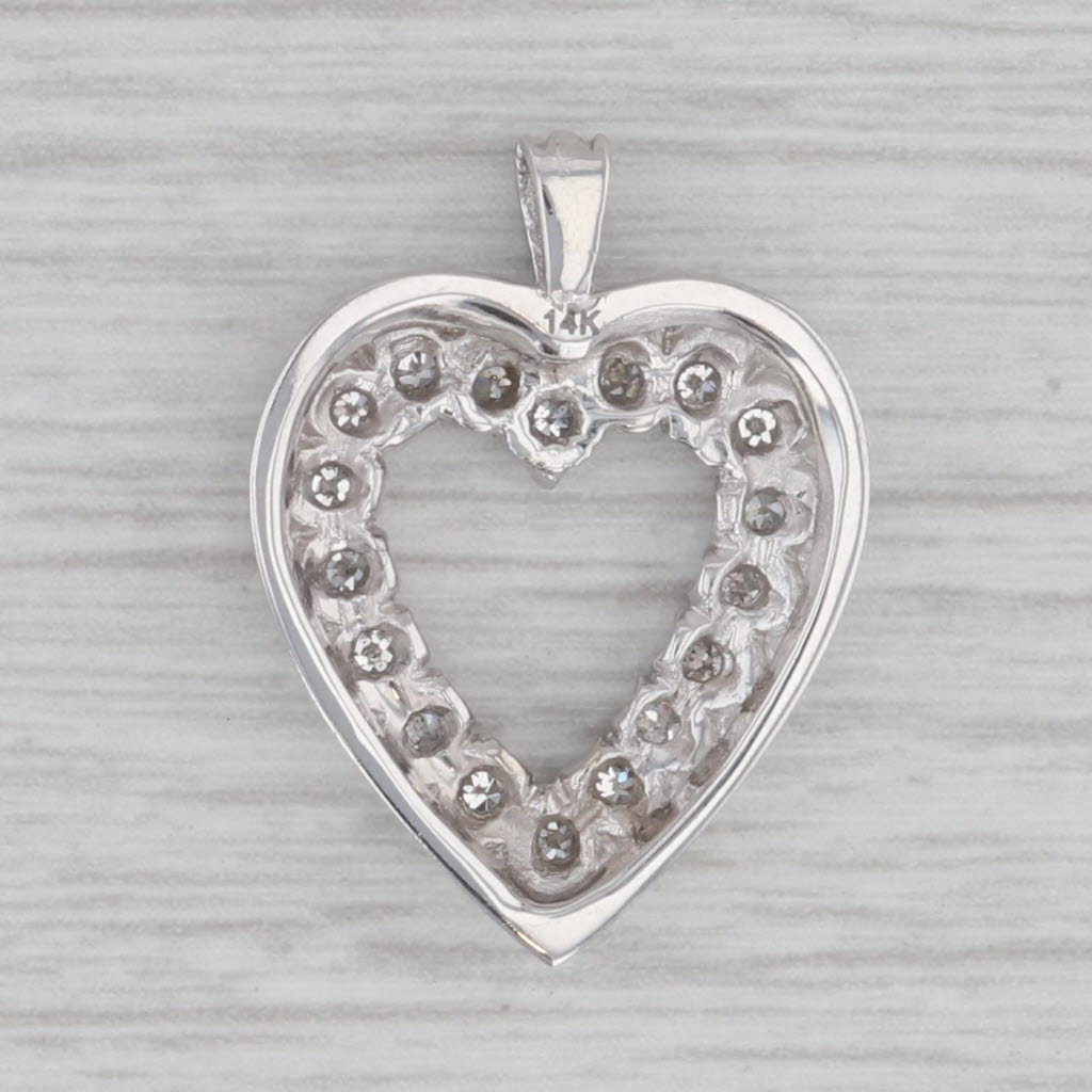 Gray 0.15ctw Diamond Open Heart Pendant 14k White Gold