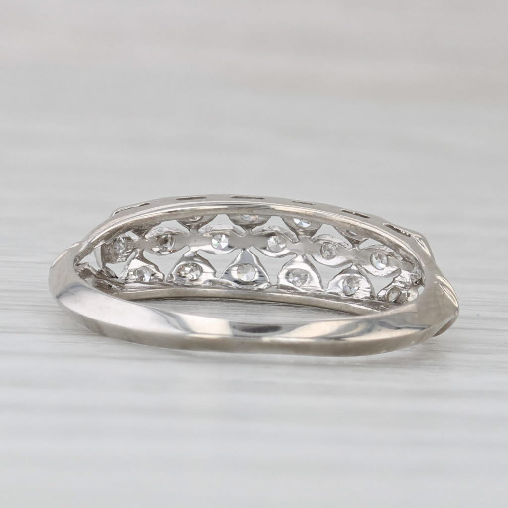 Light Gray 0.10ctw Diamond Openwork Ring 900 Platinum Size 5 Band Wedding Stackable