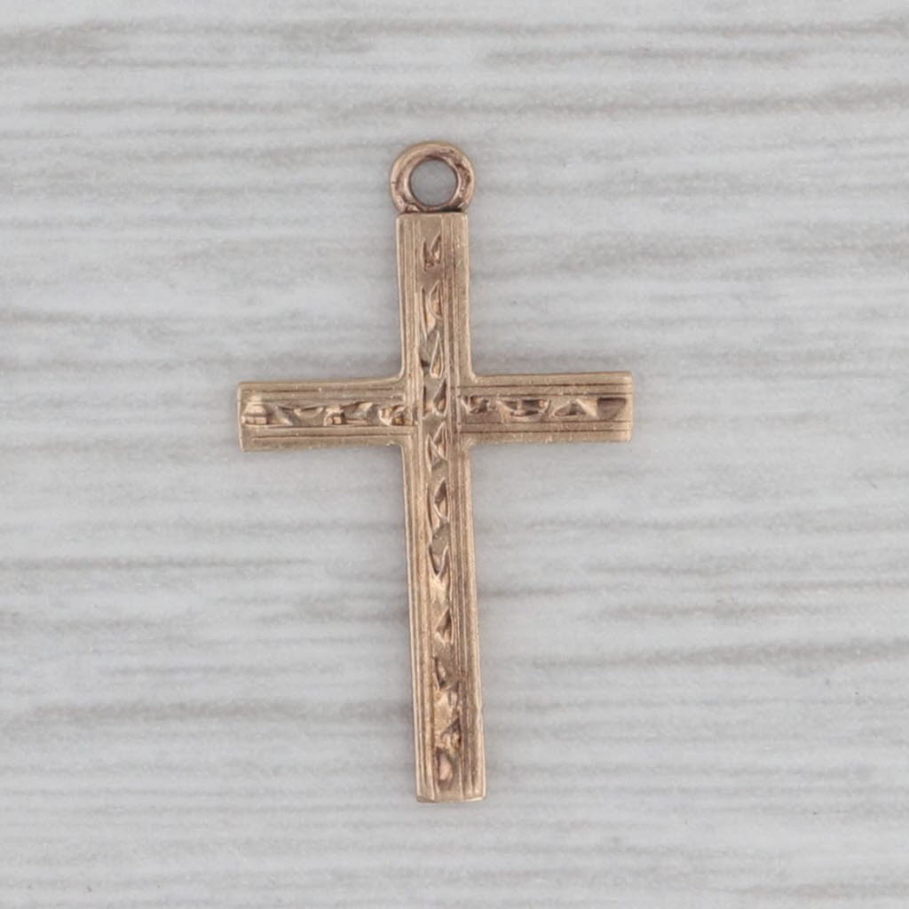Gray Vintage Small Diamond Accented Cross Pendant Charm