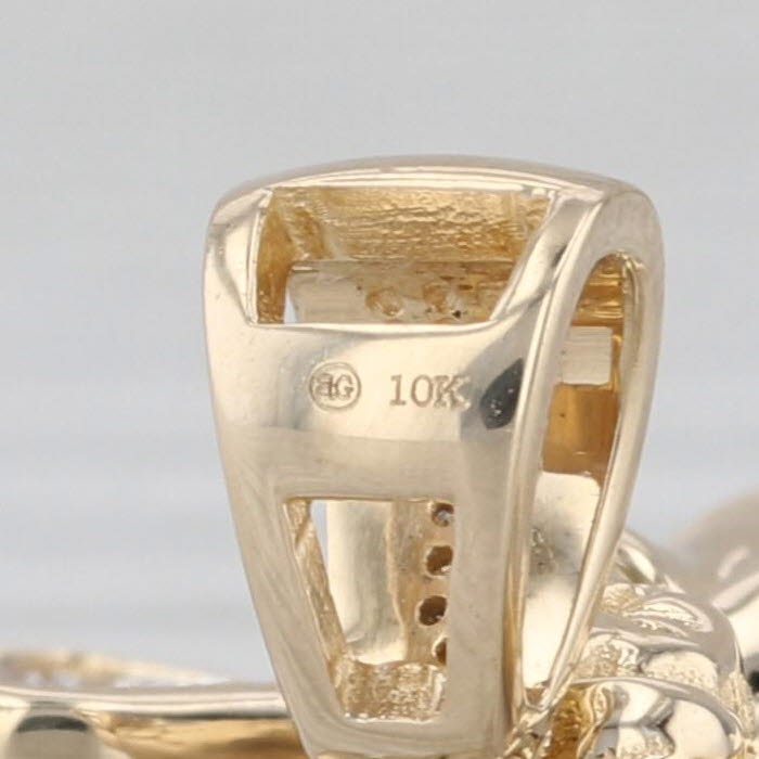 0.10ctw Diamond Guardian Angel Cheurb Pendant 10k Yellow Gold