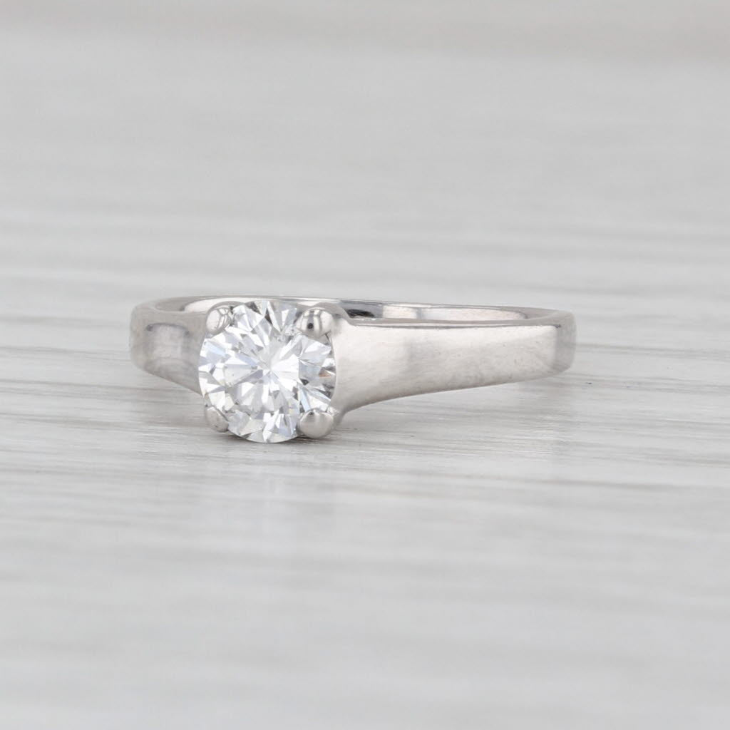 0.48ct Round Diamonds Solitaire Engagement Ring 14k White Gold Size 3