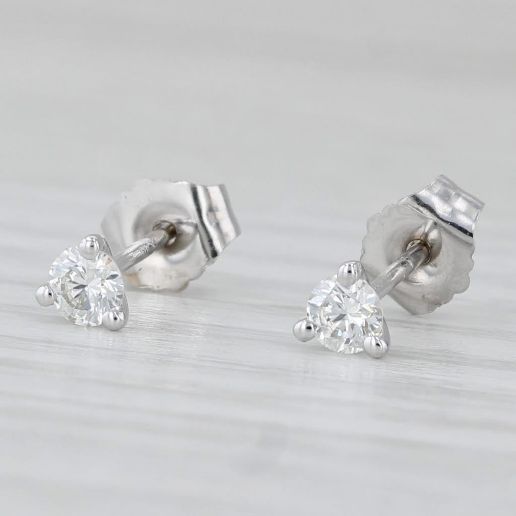 Light Gray 0.20ctw Round Diamond Solitaire Stud Earrings 14k White Gold
