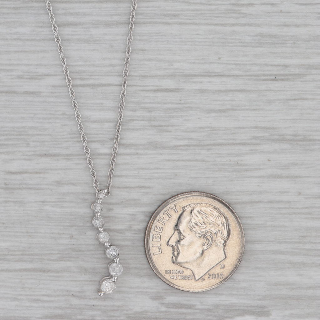Gray 0.20ctw Diamond Journey Pendant Necklace 14k White Gold 20.5" Rope Chain