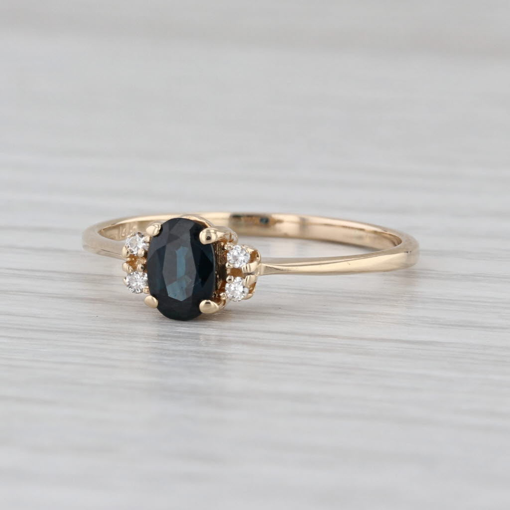 0.62ctw Oval Blue Sapphire Diamond Ring 14k Yellow Gold Size 8.75