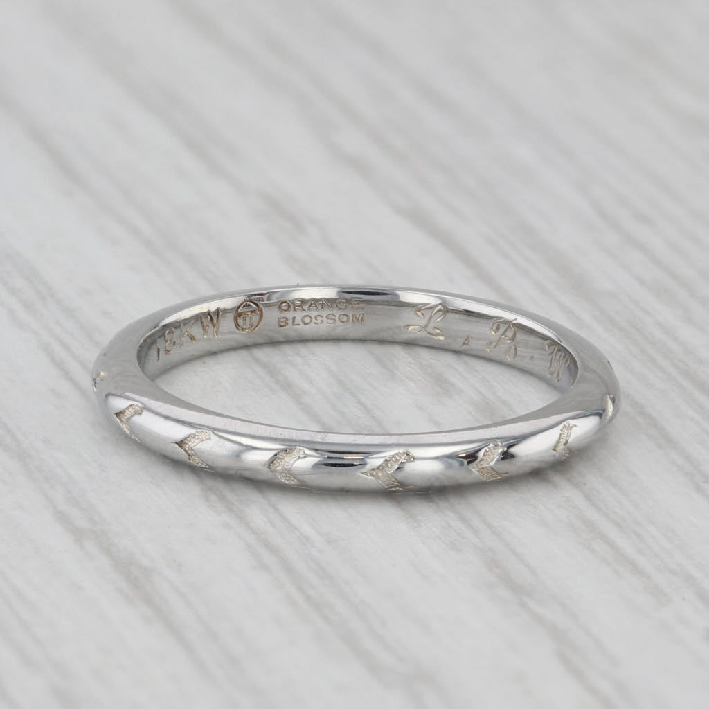 Gray Vintage Art Deco Traub Orange Blossom Wedding Band 18k White Gold Size 5 Ring