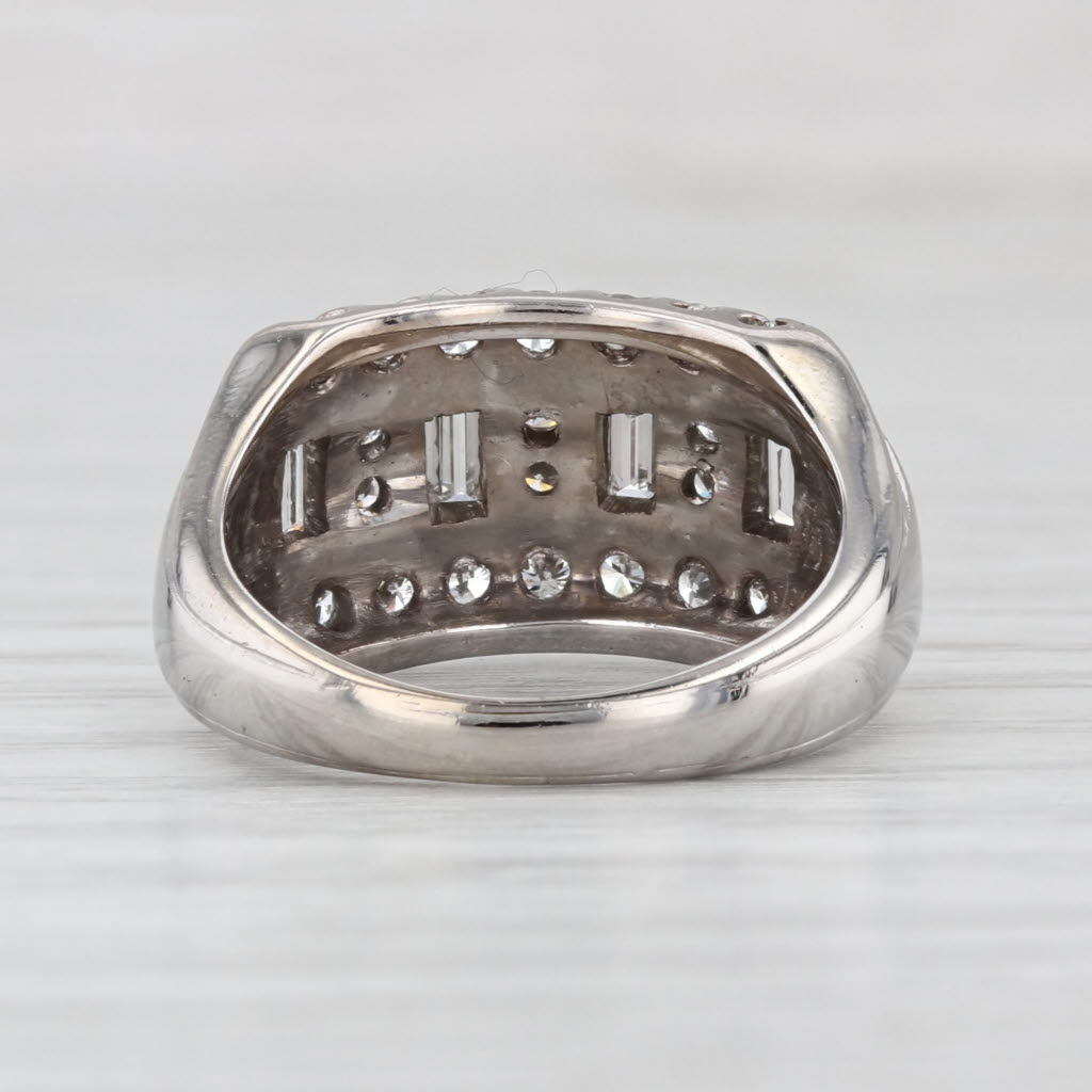 Vintage 0.64ctw 3-Row Diamond Ring 14k White Gold Size 4.75