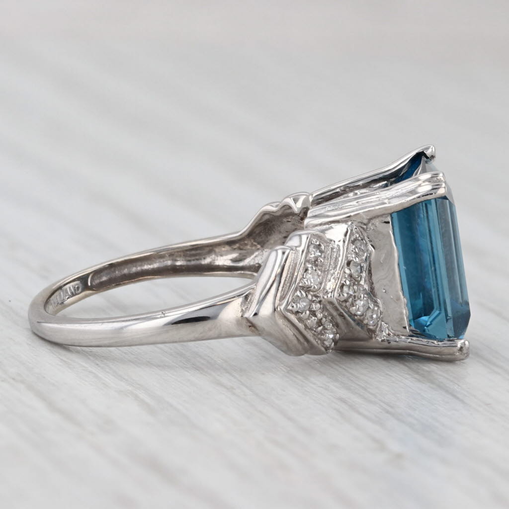 Light Gray 5.08ctw London Blue Topaz Diamond Ring 14k White Gold Size 6.25