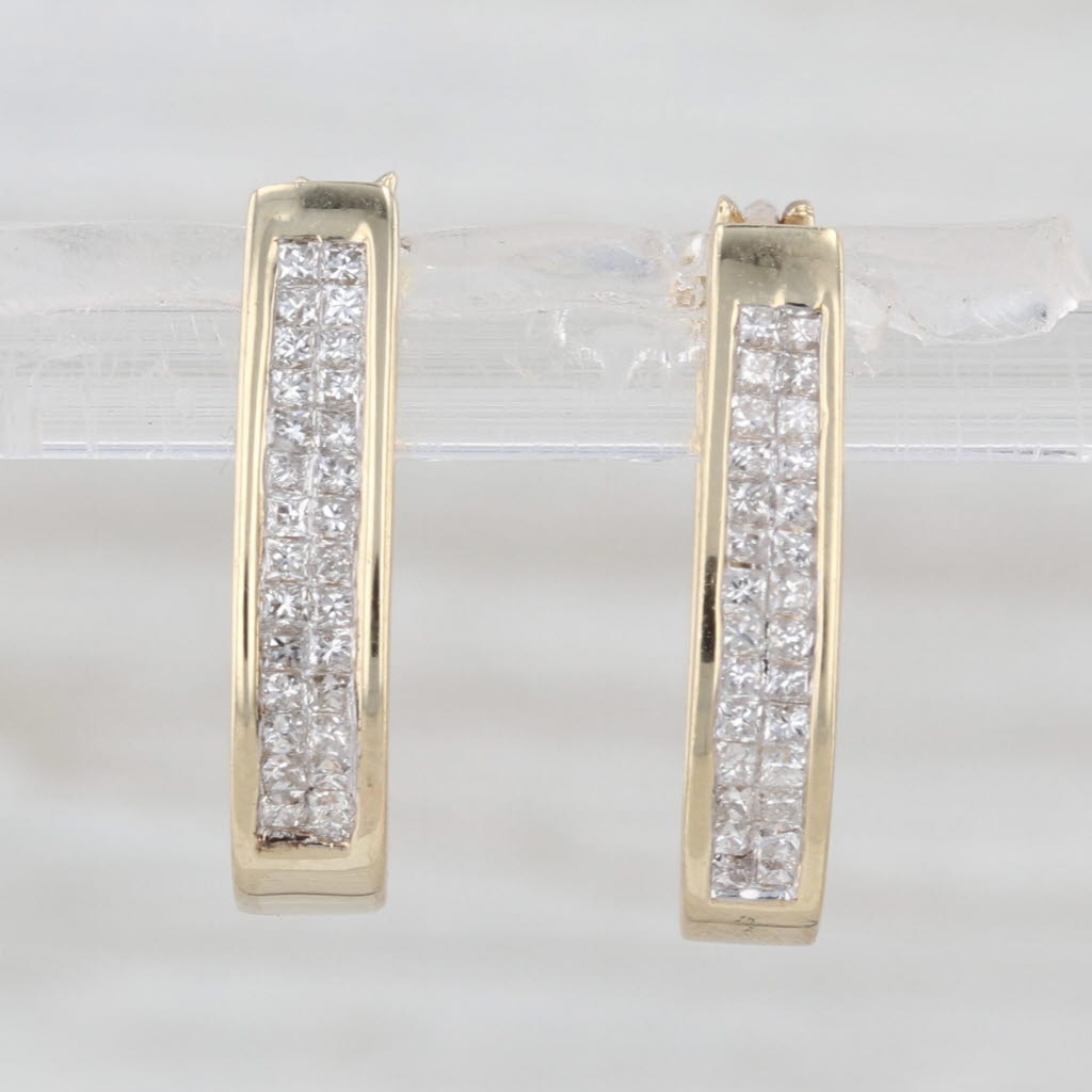 0.50ctw Diamond Hoop Earrings 10k Yellow Gold Snap Top Oval Hoops