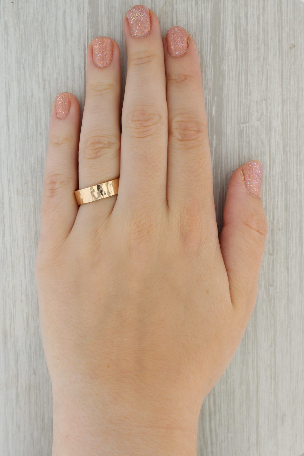 Rosy Brown James Avery Amore Band 14k Yellow Gold Hammered Finish Wedding Ring Size 10