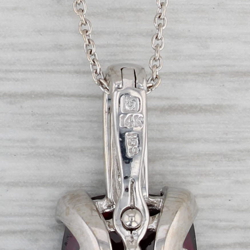 Gray 6.25ctw Almandine Garnet Tourmaline Diamond Pendant Necklace 14k White Gold 16"