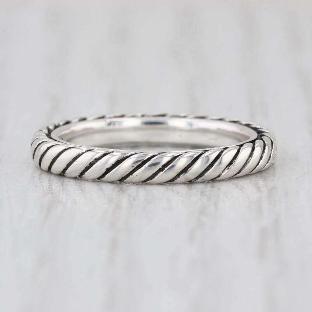 David Yurman Classic Cable Chain Ring Sterling Silver Size 6.25 Band Stackable