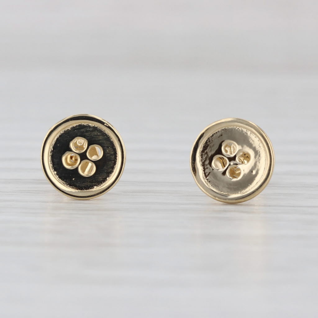 Button Stud Earrings 18k Yellow Gold Small Round Studs
