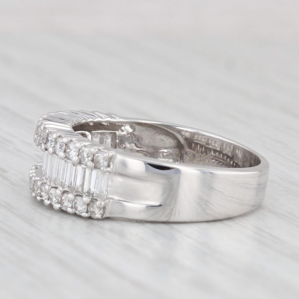 Light Gray 1.10ctw Diamond Ring 14k White Gold Size 7 Wedding Anniversary Stackable Band