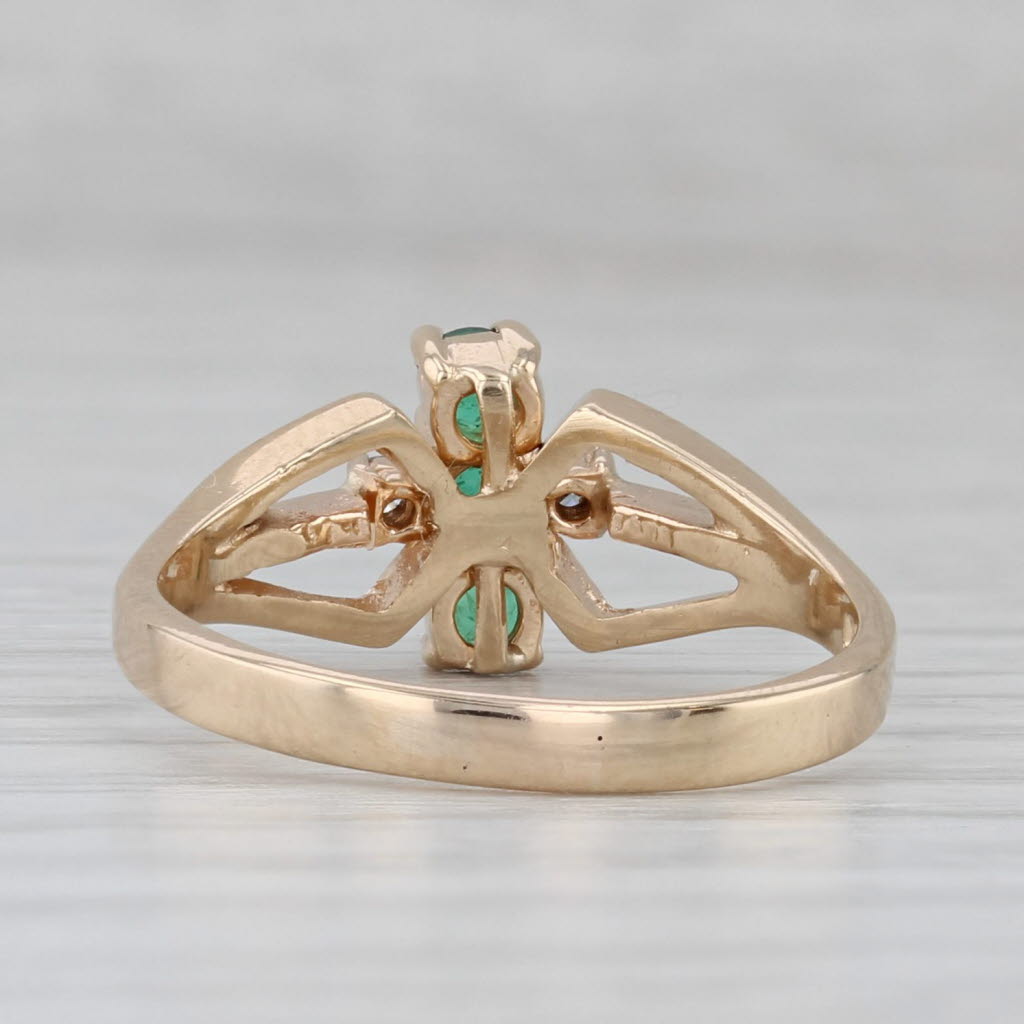 Gray 0.29ctw 3-Stone Emerald Diamond Ring 14k Yellow Gold Size 7