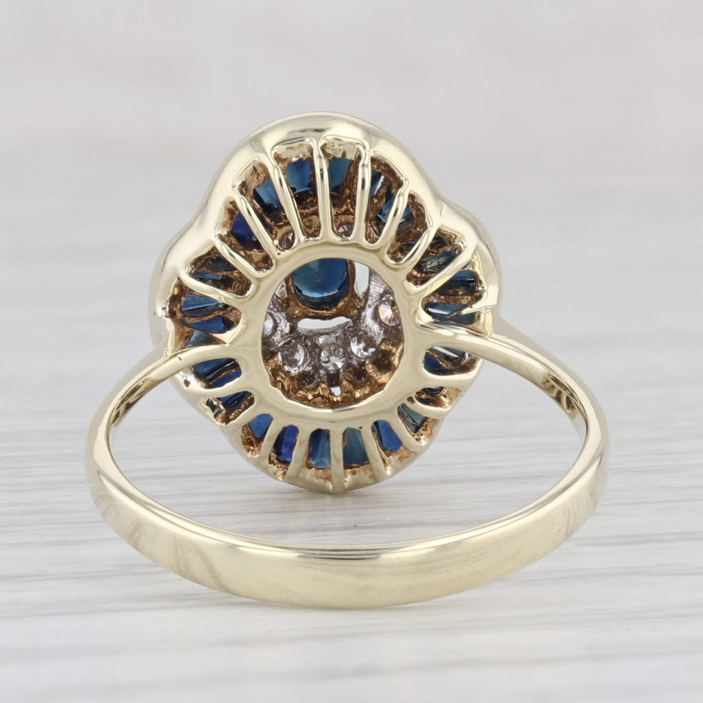 Light Gray 1.12ctw Sapphire Diamond Halo Ring 14k Yellow Gold Size 6.75