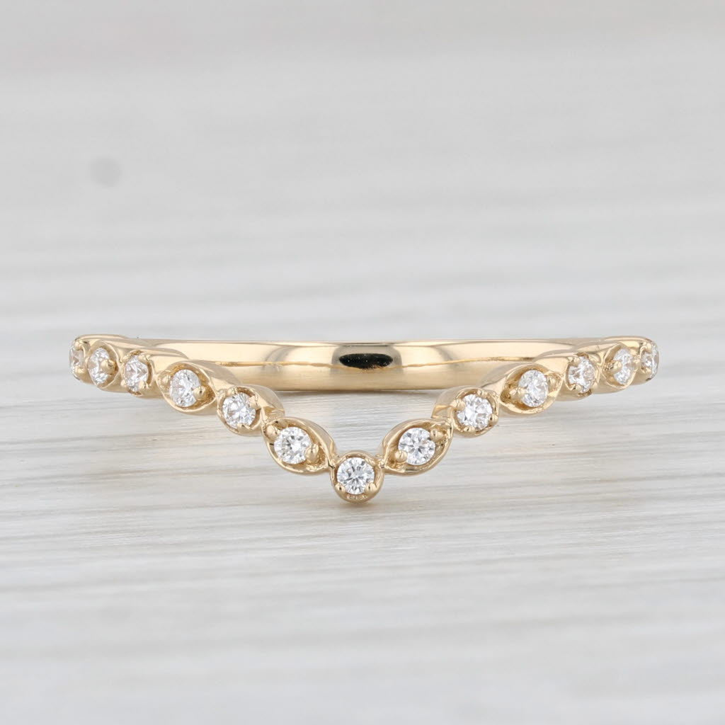 Light Gray New 0.10ctw Contoured Diamond Ring 14k Yellow Gold Wedding Band Guard Size 6.5