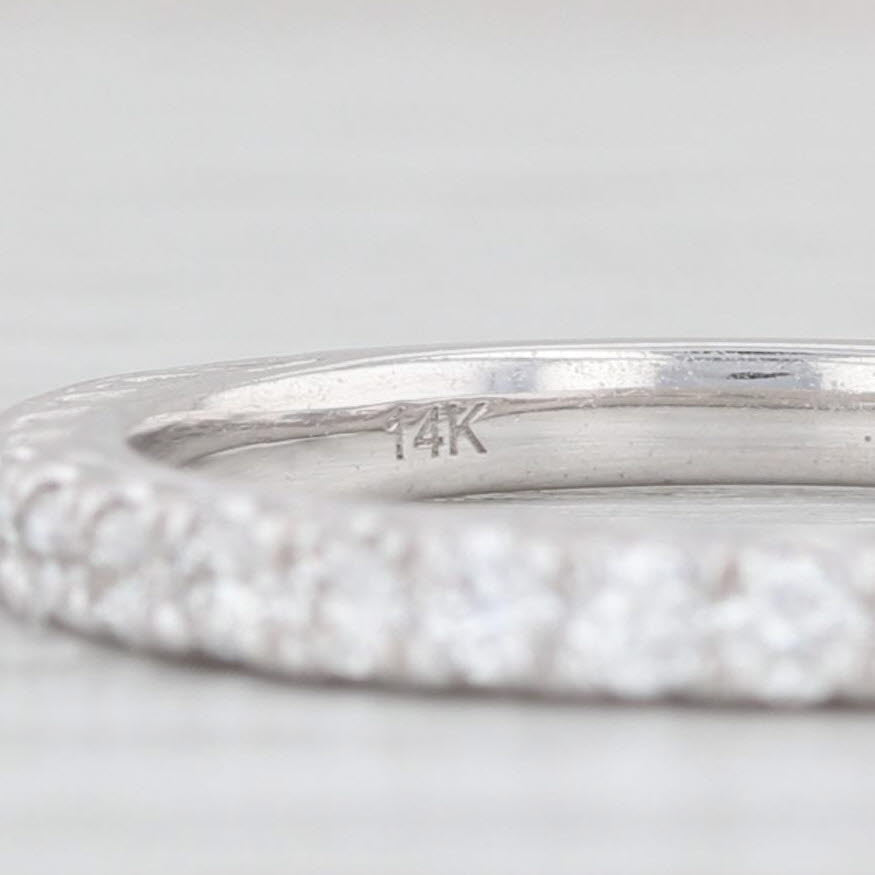 Light Gray New 0.33ctw Diamond Wedding Band 14k White Gold Sz 6.5 Stackable Ring Art Carved