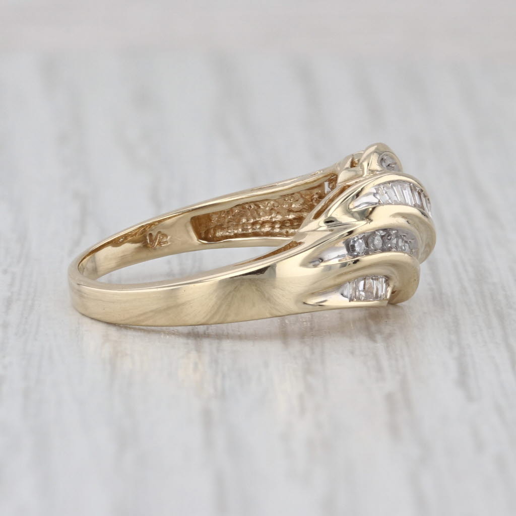 0.49ctw Diamond Scalloped Croissant Ring 10k Yellow Gold Size 9