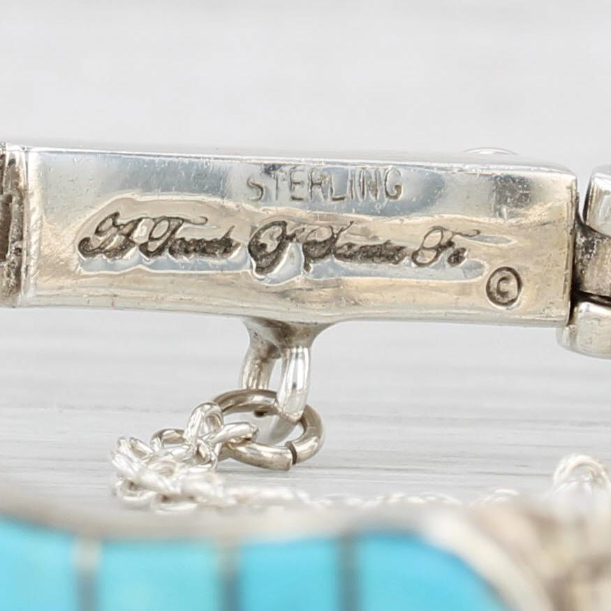 Light Gray Billy Long Turquoise Mosaic Bracelet Sterling Silver Navajo Native American