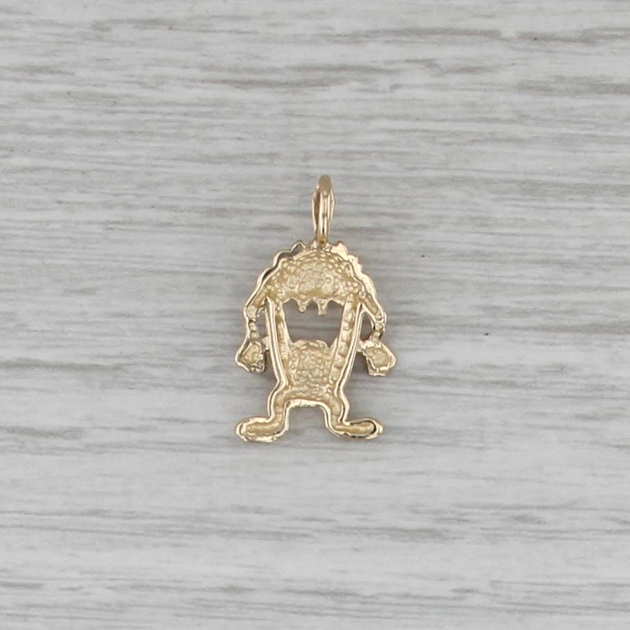Tazmanian Devil Taz Pendant 14k Yellow Gold Warner Brothers Cartoon Charm