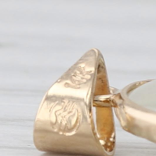 Green Nephrite Jade Flower Pendant 14k Yellow Gold Oval Drop