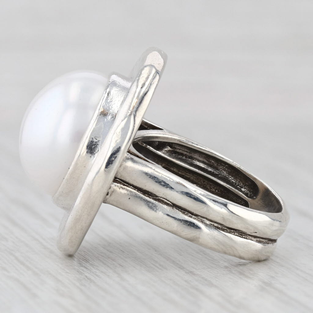 Light Gray Silpada 13.7mm Cultured Pearl Ring Pure Romance R3366 Sterling Silver Size 6