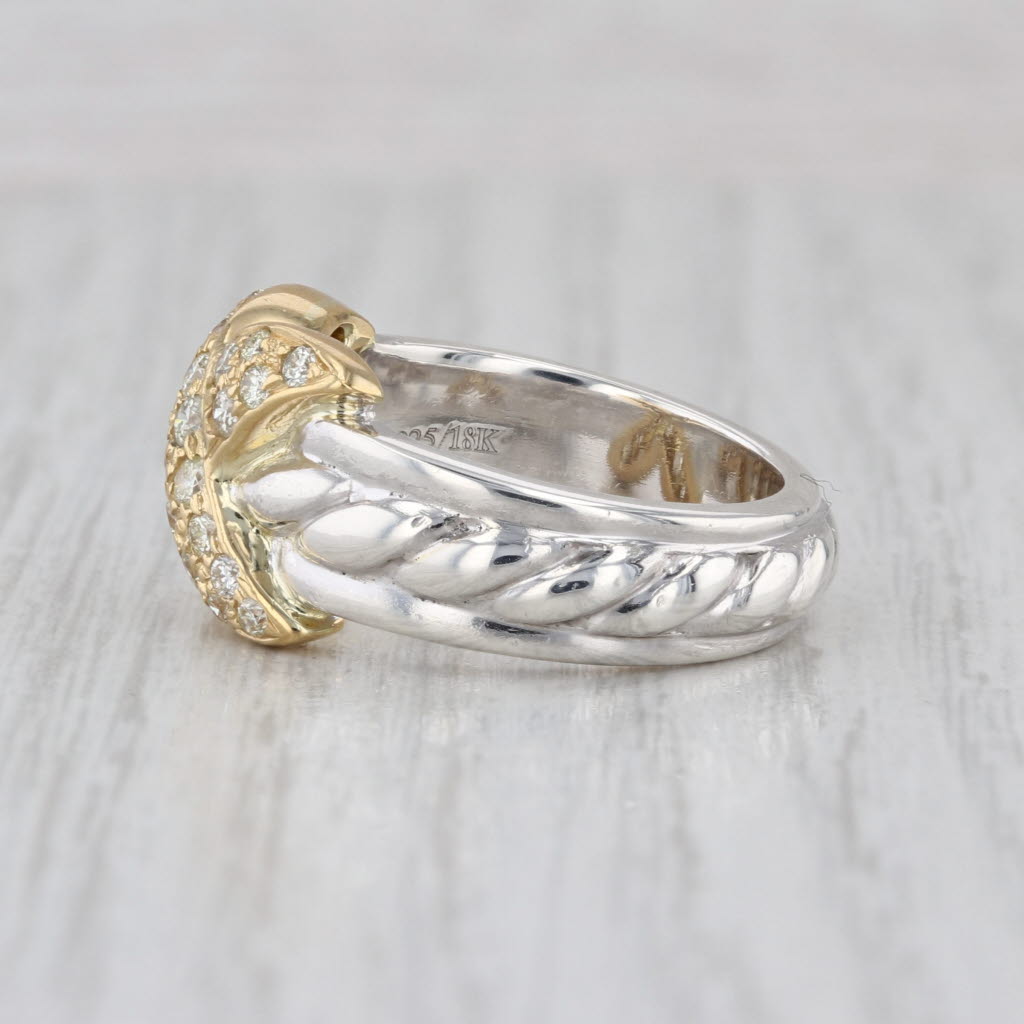 0.65ctw Diamond X Love Knot Ring Sterling Silver 18k Gold Size 7.25 Cocktail SJ