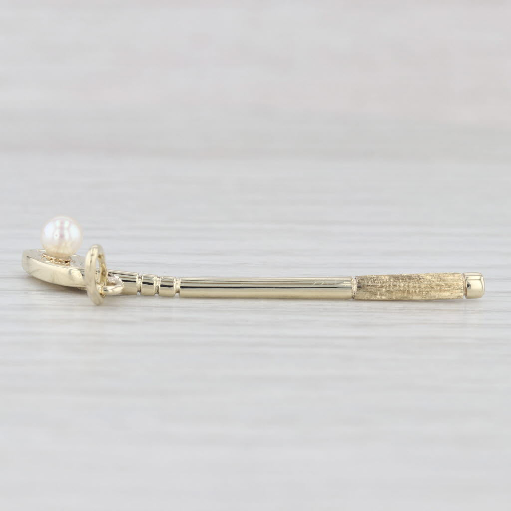 Light Gray Cultured Pearl Golf Club Pendant 14k Yellow Gold Charm