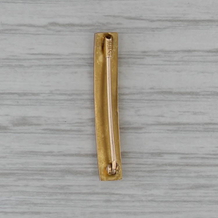 Antique Seed Pearls Bar Pin 10k Yellow Gold Brushed Finish