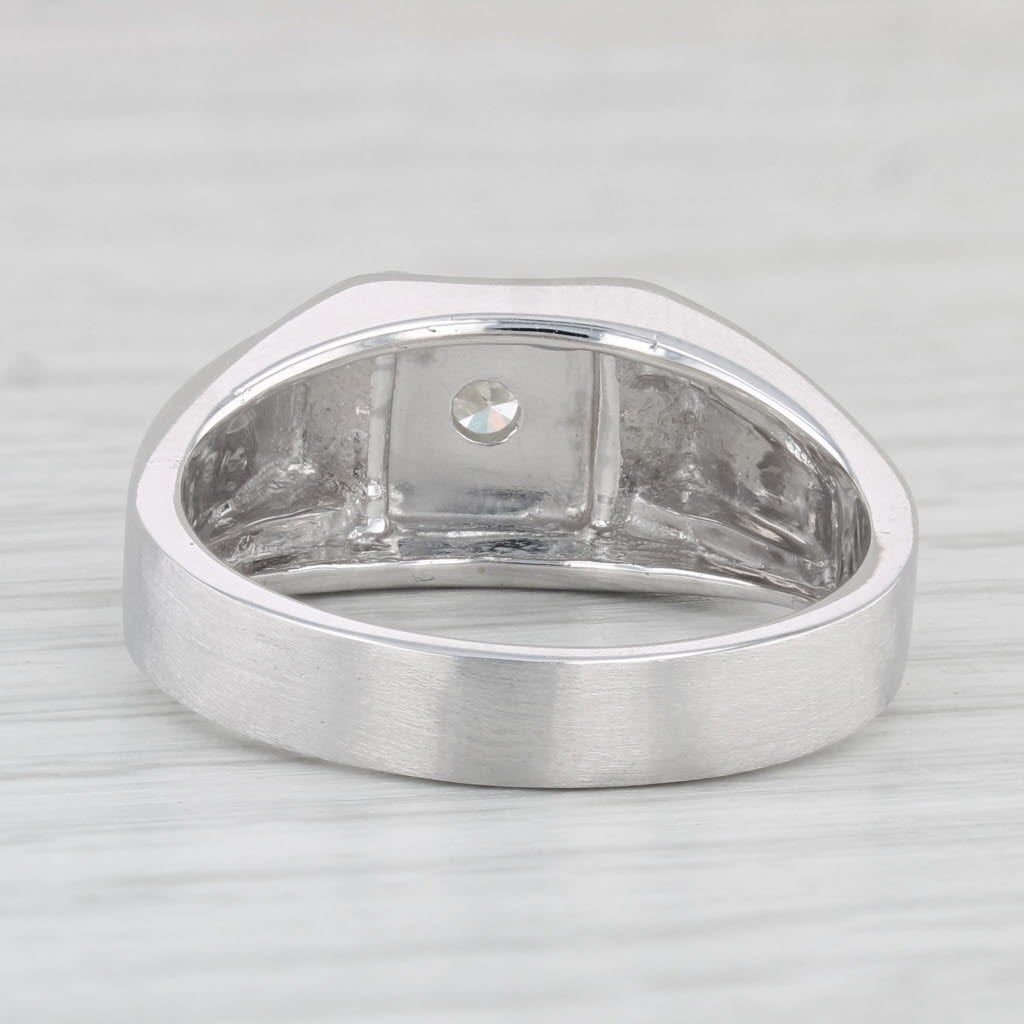 Light Gray 0.42ct Round Diamond Solitaire Ring 14k White Gold Size 10