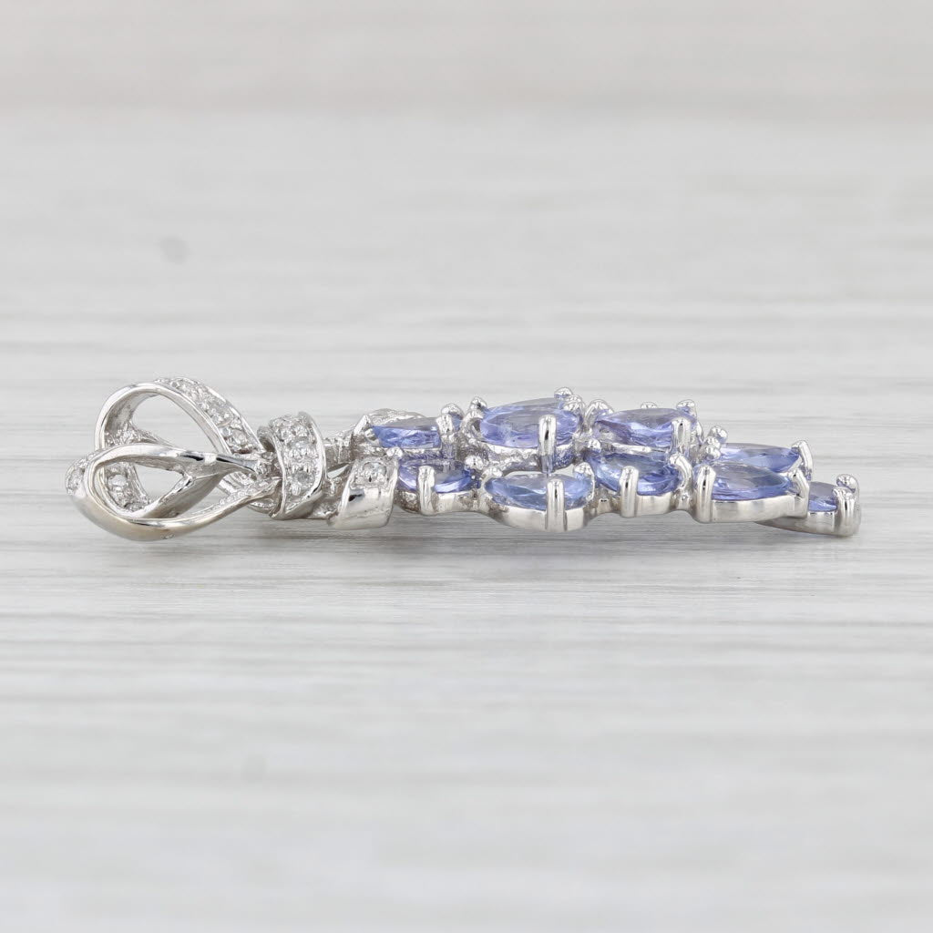 Light Gray 2.10ctw Tanzanite Diamond Cluster Pendant 10k White Gold