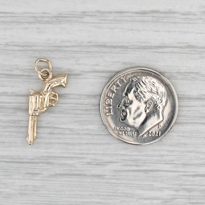 Small Handgun Charm 10k Yellow Gold Pendant