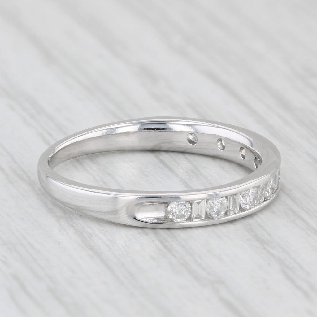 Light Gray 0.36ctw Diamond Wedding Band 14k White Gold Size 5.25 Stackable Anniversary Ring