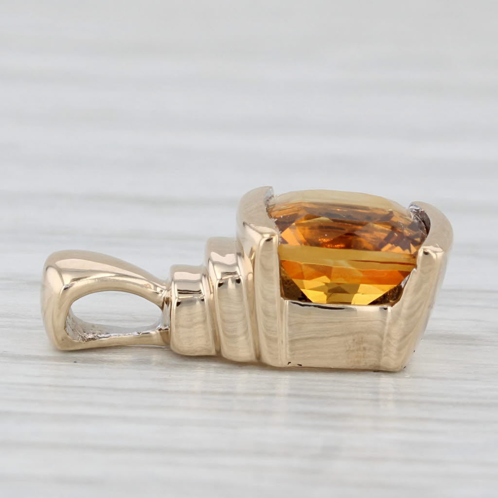 Light Gray 1..58ct Citrine Cushion Solitaire Pendant 14k Yellow Gold Small Drop