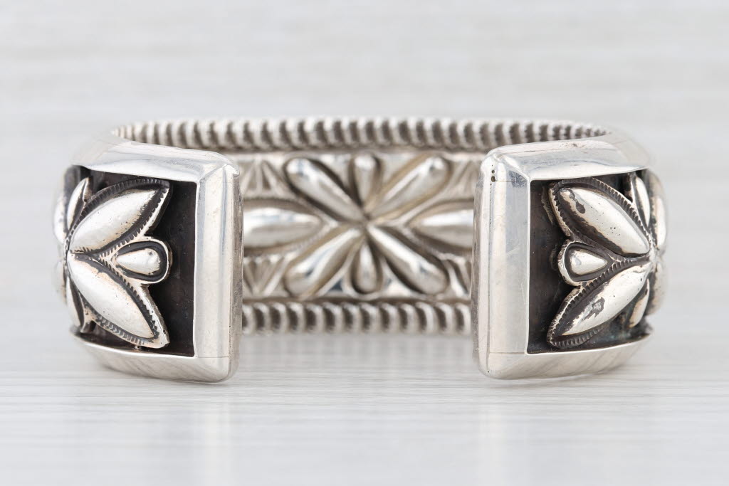 Chris Billie Stone Mosaic Cuff Bracelet Sterling Silver Navajo Native American