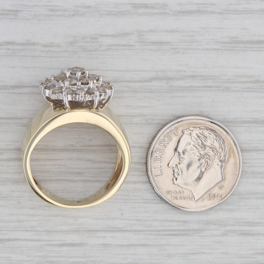 Gray 0.75ctw Diamond Cluster Ring 10k Yellow Gold Size 5.5 Cocktail