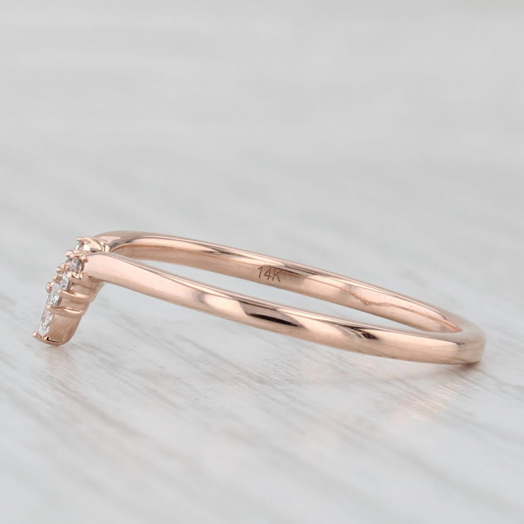 Light Gray Brilliant Earth Lunette 0.10ctw Diamond Ring 14k Rose Gold Stackable w/ Box