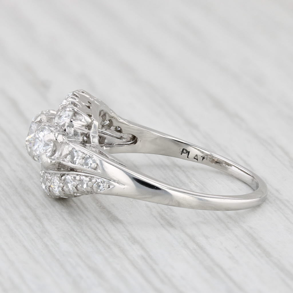 Light Gray 1.18ctw Round Diamond Bypass Engagement Ring Platinum Size 7.5