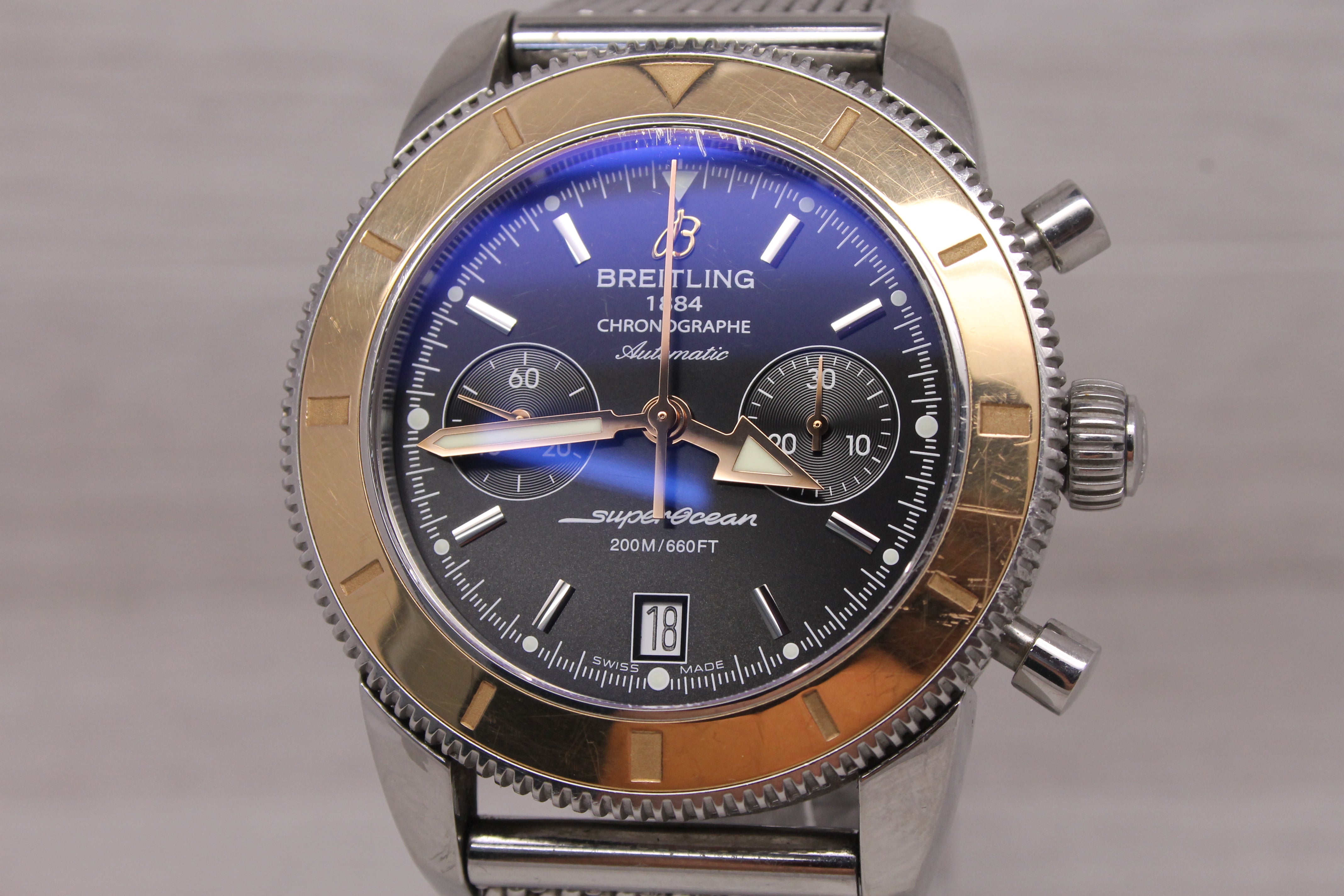 Light Slate Gray Breitling Super Ocean 43mm Chronograph Diver Automatic Watch Bracelet Box U23370