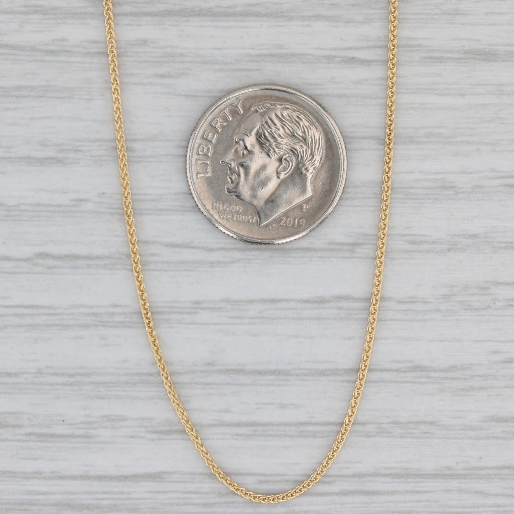 Gray New Wheat Chain Necklace 10k Yellow Gold 18" 1mm