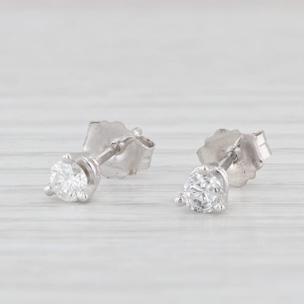 Light Gray New Diamond 0.20ctw Stud Earrings 14k White Gold Round Solitaire Studs
