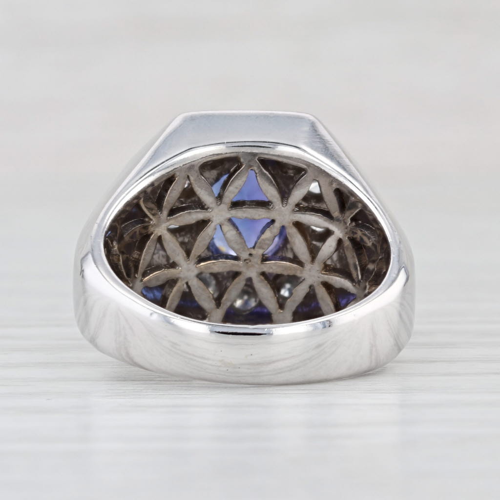 3ctw Tanzanite Diamond Halo Ring 14k White Gold Size 9 Men's