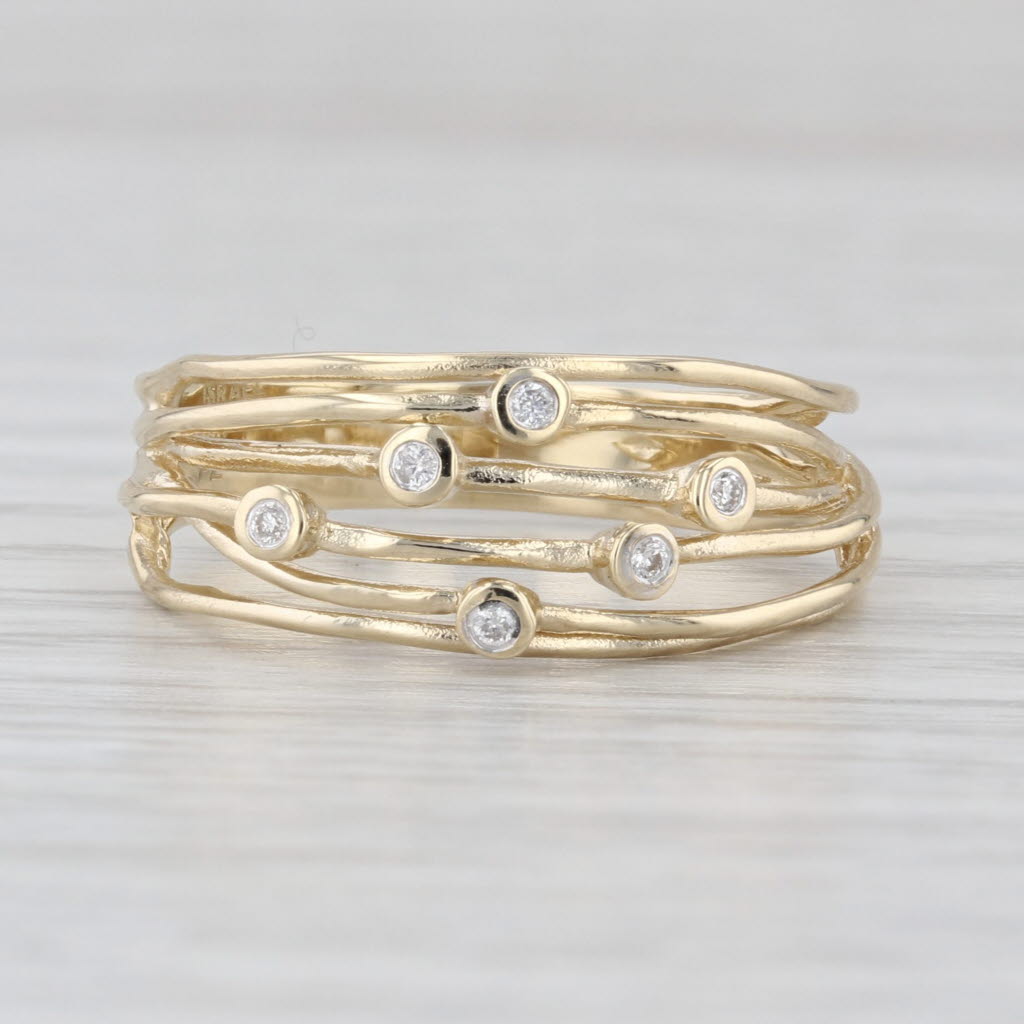 Diamond Dots Orbit Multiband Ring 14k Yellow Gold Size 8-8.25