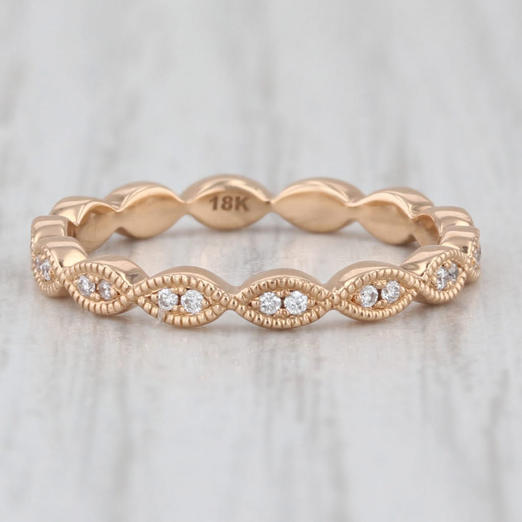 Jeff Copper 0.12ctw Diamond Eternity Band 18k Rose Gold Woven Stackable Ring