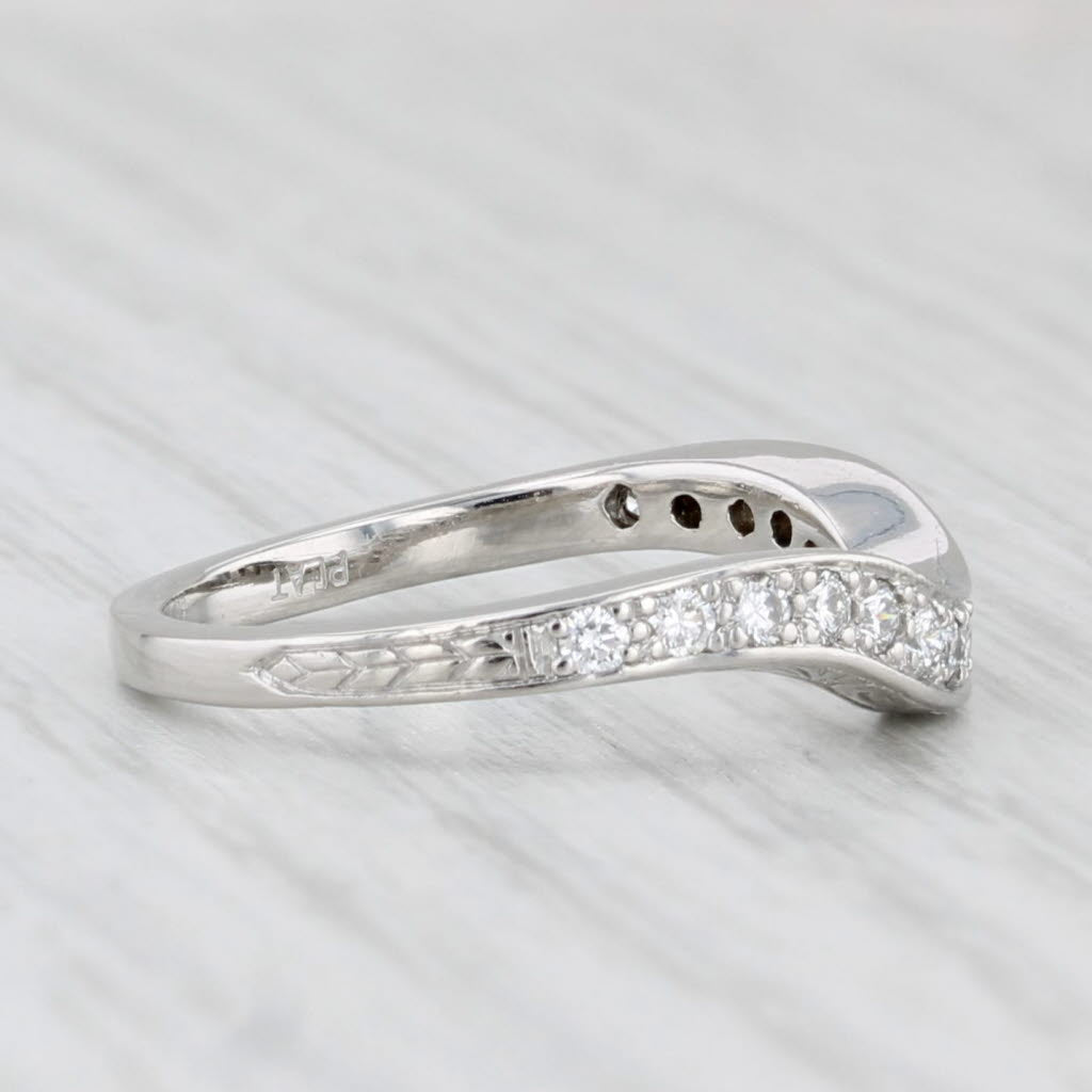 Light Gray 0.25ctw Diamond Contoured Wedding Band Platinum Sz 5.75 Guard Enhancer Stackable