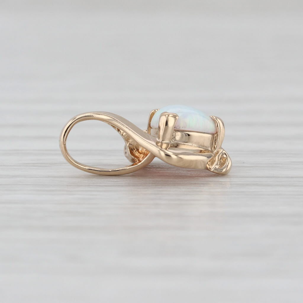 Lab Created Opal Diamond Small Drop Pendant 14k Yellow Gold