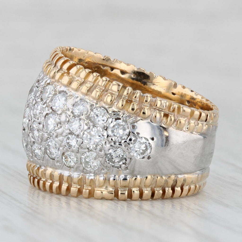 Gray 2.50ctw Pave Diamond Ring 14k White Yellow Gold Size 8.5 Cocktail