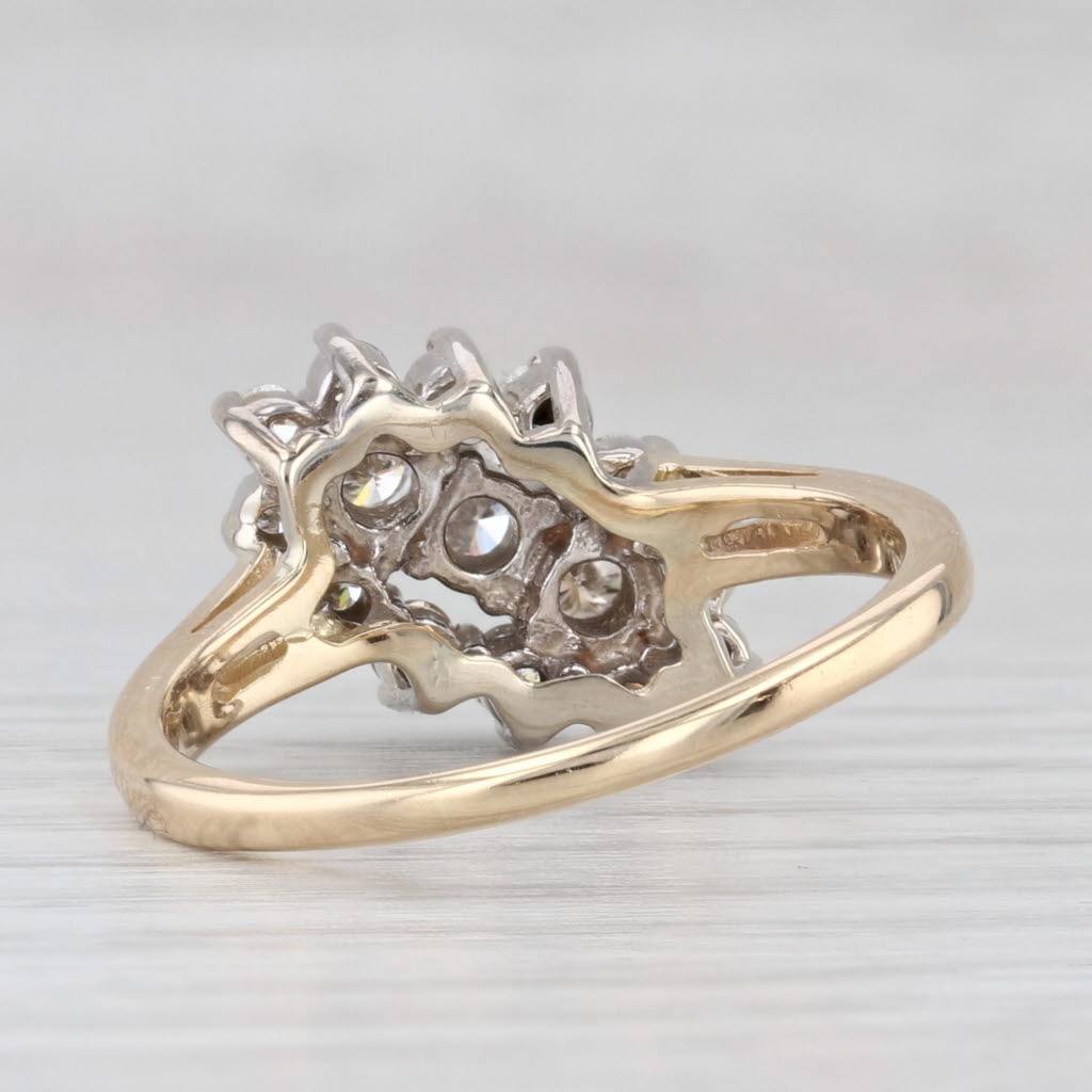 Light Gray 0.90ctw Diamond Cluster Ring 14k Yellow White Gold Size 9.5